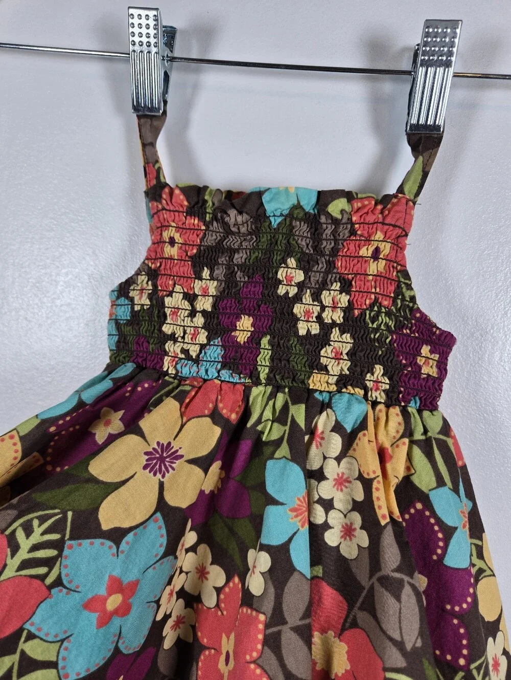 Gymboree 2009 Jungle Gem Floral Smocked Hankerchief Hem Dress Infant 6-12 Month